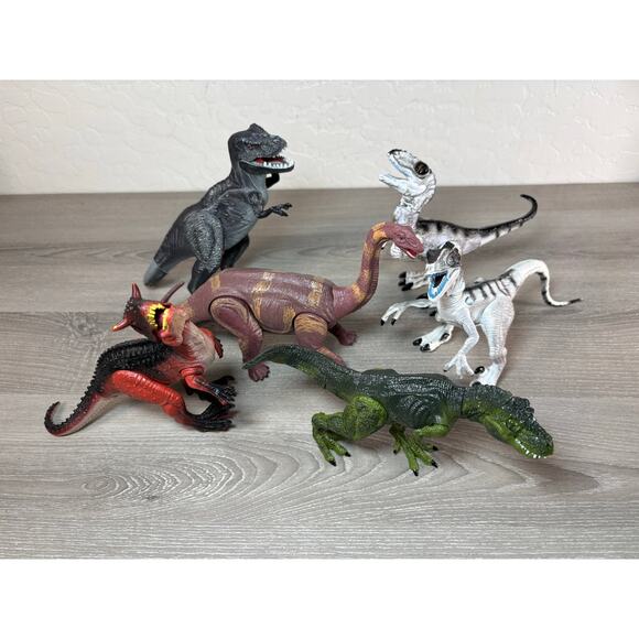 Unbranded Other - Lot 6 Dinosaur- Articulating Action Figures- 7"- Excellent Pre-Owned Condition